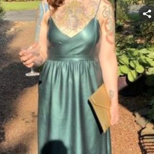Zara dusty metallic Teal faux leather dress size S